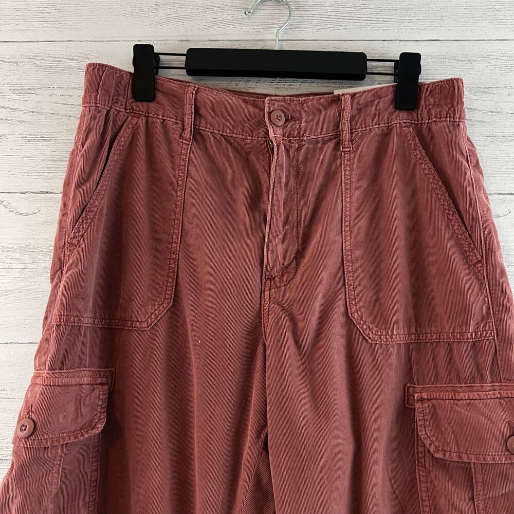 American Eagle NWT Super High Rise Baggy Jogger Pink‎ Corduroy Cargo Size 12 - Picture 4 of 11